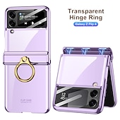 billiga Skal och fodral till Samsung-Mobilskal för Samsung Galaxy Z Flip 5 Z Flip 4 Flip ringhållare dammskydd kameraobjektivskydd enhetlig färg TPU
