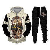 abordables Ensemble de sweatshirt 3d pour hommes-Homme Graphique Lion 2 pièces Ensembles de sweat-shirts 3D Sweat à capuche Survêtement manche longue Pantalon long À capuche Streetwear Basique Occasionnel Sport &amp; Loisir Occasionnel Sports Fermeture