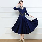 ieftine Sala de bal standard-Dans de Societate Rochie Despicare Cristale / Strasuri Pentru femei Performanță Antrenament Lungime Manșon 3/4 Chinlon Spandex