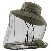 cheap Outdoor Headwear-Men&#039;s Women&#039;s Sun Hat Hiking Hat Mosquito Head Net Hat 1 pcs Summer Outdoor Portable Anti-Mosquito Anti-Eradiation Comfortable Patchwork Polyester Army Green Khaki Dark Gray for Fishing