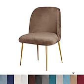 abordables Funda para silla de comedor-Funda para silla de comedor, tapizada en terciopelo elástico, funda para silla de comedor lateral, funda para silla de comedor con respaldo curvo en color burdeos y rojo, fundas para sillas de
