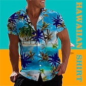 Men's Coconut Tree Tropical Plants Shirt Summer Hawaiian Shirt Aloha Shirt Short Sleeve Shirt Turndown Tropical Fashion Hawaiian Casual Hawaiian Holiday Blue Gray S M L4