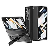 Недорогие Чехлы для Samsung-телефон Кейс для Назначение SSamsung Galaxy Z-сгиб 6 Z Fold 5 Z Fold 4 Z Fold 3 Чехол со стендом Флип Полная защита тела Однотонный ПК