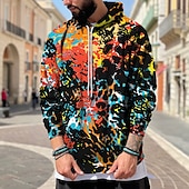 cheap Men&#039;s Pullover Hoodies-Men&#039;s Rainbow Graphic Prints Hoodie Hoodies Sweatshirt Pullover Hoodie Sweatshirt Long Sleeve Hooded Sweatshirt Hooded Streetwear 3D Print Daily Sports Black Red Print Spring &amp;  Fall Designer