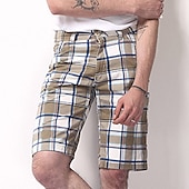 olcso munka rövidnadrág-Férfi Chino Shorts Bermuda nadrág Munkanadrág Zseb Rács Mokaszinok Rövid Szabadtéri Hétköznapi Napi Utcai sikk Stílusos Világosbarna Khakizöld