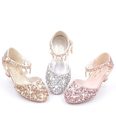 abordables Accesorios-Zapatos de princesa Elsa de cuento de hadas de Frozen para niñas, película de cosplay, lentejuelas, Halloween, zapatos plateados, dorados y rosados, Halloween, carnaval, mascarada, disfraces de plástico de poliéster.