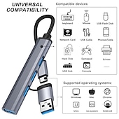 رخيصةأون محاور USB-usb hub 3.0 4/7-port for laptop usb c hub splitter multort adapter for macbook Compact data usb hub for mac pro mini ipad pro Surface pro lash drive mobile hdd
