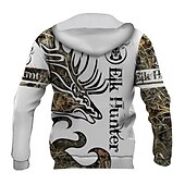 cheap Men&#039;s 3D Hoodies-Men&#039;s Graphic Animal Hoodie Hoodies Sweatshirt Hoodie Long Sleeve Hooded Sweatshirt Hooded Streetwear 3D Print Sports &amp; Outdoor Daily Black And White Light Khaki. Print Spring &amp;  Fall Designer