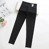 economico Pantaloni e gonne-Bambino Da ragazza Leggings foderati in pile Animali Attivo Esterno 7-13 anni Inverno Nero Bianco Rosa