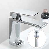 voordelige Badkamer wastafelkranen-wastafelmengkraan voor de badkamer, monobloc wastafelkranen voor de wasruimte, enkele handgreep, één gat op het dek gemonteerd met warme en koude slang