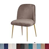 abordables Funda para silla de comedor-Funda para silla de comedor, tapizada en terciopelo elástico, funda para silla de comedor lateral, funda para silla de comedor con respaldo curvo en color burdeos y rojo, fundas para sillas de