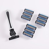 baratos Depiladores-Clássico de 3 peças de metal duplo lâmina de barbear de segurança ecológica cabo longo kit de barbear úmido para homens mulheres com 6 lâminas de platina
