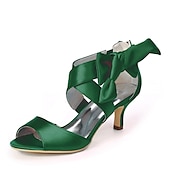 abordables Semiformal-Mujer Zapatos de boda Zapatos de novia Pajarita Tacón de gatito Puntera abierta Satén Cremallera Negro Blanco Marfil