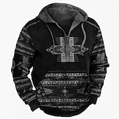 voordelige Vintage Etnische Hoodies-Voor heren Grafische prints Trui met capuchon Hoodies Sweatshirt Hoodies met rits Lange mouw Sweatshirt met capuchon Capuchon Ontwerper 3D-afdrukken Dagelijks Feestdagen Uitgaan blauw Paars Halve