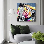 cheap People Paintings-Handmade Oil Painting Canvas Wall Art Decoration Portrait Woman Abstract for Home Decor Rolled Frameless Unstretched Painting