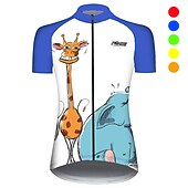 abordables Maillots pour femmes-Femmes Maillot de cyclisme Animal Eléphant Girafe Manche Courte Cyclisme Maillot Top avec 3 poches arrière VTT Vélo tout terrain Cyclisme sur route Résistant aux UV Séchage Rapide Poche Arrière