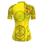 billiga Tröjor för kvinnor-Dam Cykeltröja Kortärmad Cykel Tröja Överdelar med 3 bakfickor Bergscykling Vägcykling Andningsfunktion Snabb tork Fuktabsorberande Reflexremsa Gul Mörkgrön Rosenröd Grafisk sporter Kläder