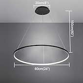 levne Kruhový design-1-světelný 60cm 24“ led závěsný lehký kovový akrylový kruh design chrom moderní současný 110-120v 220-240v