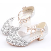 abordables Accesorios-Zapatos de princesa Elsa de cuento de hadas de Frozen para niñas, película de cosplay, lentejuelas, Halloween, zapatos plateados, dorados y rosados, Halloween, carnaval, mascarada, disfraces de plástico de poliéster.