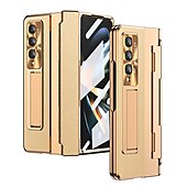 Недорогие Чехлы для Samsung-Чехол для телефона для Samsung Galaxy Z Fold 5 Z Fold 4 Z Fold 3 Flip бамперный флип полный корпус защитный однотонный ПК PU кожа