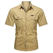 economico Camicie da lavoro da uomo-Per uomo Camicia Camicia con bottoni Maglietta informale Camicie da lavoro Camicia da carico Nero Giallo Verde militare Blu Reale Blu Manica corta Liscio Collo ripiegabile Strada Informale Bottone giù