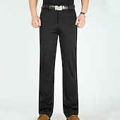 preiswerte Schlank-Herren Anzughosen Hose Hosen Tasche Gerade geschnitten Glatt Hochzeit B¨¹ro Arbeit Baumwollmischung Schick &amp; Modern Ausgefallene Weiß Wein Hoher Taillenbund Mikro-elastisch