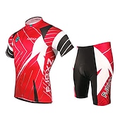 billiga Klädsatser för män-Herr Cykeltröja med shorts Kortärmad Bergscykling Vägcykling Sommar Mörkgrå Gul Rubinrött Lappverk Mönstrad Rolig Cykel 3D Tablett Snabb tork UV-Resistent Dragkedja fram Bakficka sporter Kläder
