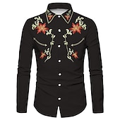 Pánské Květinový Grafické tisky Košile Westernová košile Kovbojská košile Dlouhý rukáv Módní Designové Na běžné nošení Venkovní Denní Dovolená Podzim zima Přehnutý Tisk Tlačítko dolů Černá Námořnick levne pánské westernové košile-Pánské Květinový Grafické tisky Košile Westernová košile Kovbojská košile Dlouhý rukáv Módní Designové Na běžné nošení Venkovní Denní Dovolená Podzim zima Přehnutý Tisk Tlačítko dolů Černá Námořnick