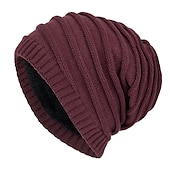 billiga Mössa mössa-Herr Mössa Vinter hattar Holk Sticka manschetter Svart Vin Akrylik Fiber Stickat Fleece Mode Traditionell / Klassisk Friluftskläder Ledigt / vardag Slät Varm