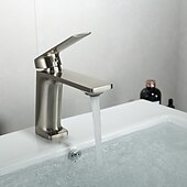 voordelige Badkamer wastafelkranen-wastafelmengkraan voor de badkamer, monobloc wastafelkranen voor de wasruimte, enkele handgreep, één gat op het dek gemonteerd met warme en koude slang
