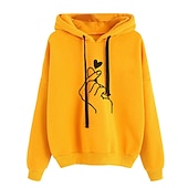 cheap Graphic shop Sweatshirts &amp; Hoodies-Women&#039;s Hoodie Sweatshirt Pullover Basic Graphic Street Casual Hoodie Drawstring Long Sleeve Black Yellow Pink Red Grey Fall &amp; Winter