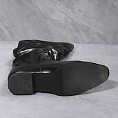 billiga Slouch Boots-Dam Stövlar Slouchy stövlar Plusstorlekar Solid färg Knähöga Stövlar Platt klack Spetsig tå PU Läder Loafers Vit