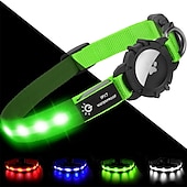 cheap Airtag Cases-LED Dog Collar with AirTag Holder – IPX7 Waterproof USB-C Rechargeable Glow Nylon Pet Collar for Small Dogs &amp; Puppies, Light Up Flashing for Night Walking