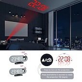 cheap Radios and Clocks-LED Projection Digital Alarm Clock for Bedrooms FM Radio Alarm Clock on Ceiling Temperature &amp; Humidity Display 12/24H Snooze Dual Loud Alarm Clock
