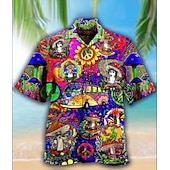 economico Stampa oceanica-Per uomo Squalo Prodotti per pesci Palma Maglietta informale Camicia hawaiana Camicia da campo Maniche corte Camicia Collo ripiegabile Hawaiano Originale Informale Per uscire A B C Stampa 3D S M L
