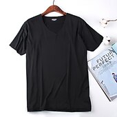 economico Magliette casual da uomo-Per uomo Maglietta Manica Corta Scollo a V Estate Primavera Colore Solido / Tinta Unita Senza cuciture Essenziale Casual Casuale Quotidiano Rosso bordeaux Nero Bianco Maglietta Top per Uomo