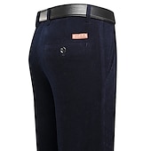 tanie Szczupły-Męskie Garnitury Spodnie sztruksowe Spodnie zimowe Spodnie Kieszeń Prosta noga Równina Komfort Ciepłe Ślub Biuro Biznes Moda miejska Codzienny Czarny Granatowy Średnio elastyczny