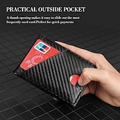 ieftine suporturi pentru carduri și cutii-Portofel din fibră de carbon RFID pentru bărbați geantă subțire pentru bani portofel de carduri de lux pentru bărbați pachet scurt bi-fold