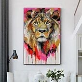 preiswerte Tiergemälde-Handgefertigtes Ölgemälde auf Leinwand, Wandkunst, Dekoration, moderner Tierlöwe für Wohnkultur, gerollt, rahmenlos, ungedehnt