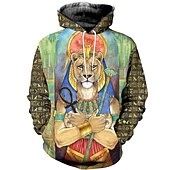 levne Vlastenecký-Starověká egyptská božstva Bůh Horovo oko Sekhmet Kapuce Animák Manga Anime 3D Přední kapsa Grafika Pro Pro páry Pánské Dámské Dospělé 3D tisk
