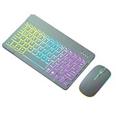 abordables Ensemble souris clavier-combo clavier et souris pour tablette android ios windows, combo clavier souris mince sans fil, clavier rétroéclairé arc-en-ciel bluetooth