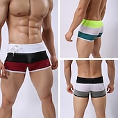 baratos calção de banho boxer masculino-Homens Roupa de Banho Calção Justo de Natação Resumo de natação Com Transparência Com Cordão Bloco de cor Respirável Macio Simples Conforto Preto Branco