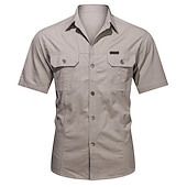 economico Camicie da lavoro da uomo-Per uomo Camicia Camicia con bottoni Maglietta informale Camicie da lavoro Camicia da carico Nero Giallo Verde militare Blu Reale Blu Manica corta Liscio Collo ripiegabile Strada Informale Bottone giù