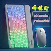 abordables Ensemble souris clavier-combo clavier et souris pour tablette android ios windows, combo clavier souris mince sans fil, clavier rétroéclairé arc-en-ciel bluetooth