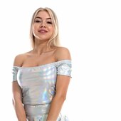 cheap Tops-Metallic 1980s Shiny Latex Patent Crop Top PU Leather Off Shoulder Women&#039;s Carnival Costume Masquerade Party Bachelorette Party Pride Parade Adults&#039; Top