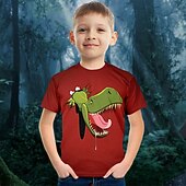 olcso Fiú 3D Állatok-Gyerekek Fiú Póló Tee Állat Dinoszaurus Rövid ujjú Crewneck Gyermek Top Hétköznapi 3D nyomtatás Menő Napi Nyár Rubin 3-12 év