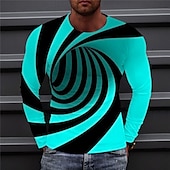 preiswerte 3D-T-Shirts-Herren Optische Täuschung Grafikdrucke T Shirt Langarm T-Shirt 3D-Druck Rundhalsausschnitt Hemd Sport Designer Basic Outdoor Straße Täglich A B C Frühling &amp; Herbst Bekleidung S M L XL XXL 3XL 4XL