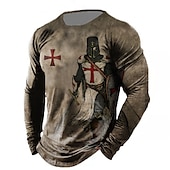 ieftine Tricou patriotic pentru veterani-Bărbați Imprimeu Grafic Steagul american Steag Național Tricou tricou învechit Manșon Lung Tricou Tipărire 3D Stil Nautic Cămașă Epocă Sport Designer În aer liber Stradă Casual Kaki + Gri închis