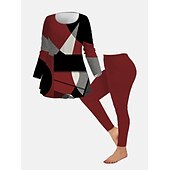 cheap Two Piece Sets-Women&#039;s 2 Pieces Casual Set Long Sleeve Crew Neck Floral Print Daily Going out Weekend Black And White Gray Black Black Fall Regular Fit