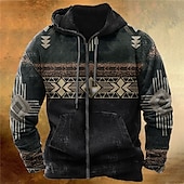 billiga hoodies med dragkedja för män-Herr Bohemstil Grafiska tryck Huvtröja Huvtröjor Tröja Huvtröja med dragkedja Långärmad Huvtröja Huva Streetwear 3D-tryck Sport &amp; Utomhus Dagligen Sport Svart Dragkedja Mönster Vår &amp; Höst Designer